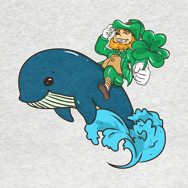 Cute Leprechaun Riding a Whale St. Patrick's Day by theperfectpresents